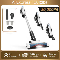 Aspiradora inalámbrica LAMZIEN V9, 30000PA/40 minutos de autonomía, filtración HEPA eficiente, con faro LED, aspiradoras de mano ligeras para pelo de mascotas, alfombras y pisos de madera dura