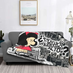 Manta Love Mafalda con estampado 3D de forro polar de Franela suave, mantas cálidas de dibujos animados para el hogar, dormitorio, sofá, colchas