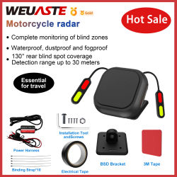 Kit de Seguridad para Motocicleta, Radar BSD de 24 GHz, Monitor de Punto Ciego y Alarma de Cambio de Carril, Sistema de Advertencia para Moto a Prueba de Agua IP67, Accesorios para Moto