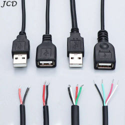 JCD 30cm/1M Cable de alimentación USB 2,0 A hembra macho 2/4 Pin Cable Jack cargador Cable de carga conector de extensión DIY 5V línea