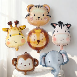 Globos de Aluminio con Forma de Cabeza de Animales de la Selva, Decoraciones para Fiestas de Cumpleaños, Recuerdos para Niños, Globos de Animales de Safari, Artículos para Baby Shower