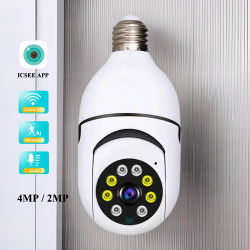 ICSEE E27 Wifi bombilla cámara 4MP Wifi PTZ visión nocturna colorida Audio bidireccional Monitor de bebé seguimiento automático sistema de cámaras de seguridad