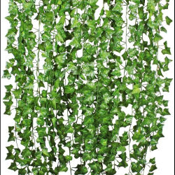 Guirnalda Artificial de hojas de hiedra falsas, planta colgante, vid, pared de boda, fiesta, habitación, decoración asetética, paquete de 12, 84 pies