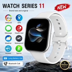 Nuevo Reloj Inteligente iOS Serie 11, Ultra HD AMOLED, Monitor de Ritmo Cardíaco, GPS, Resistente al Agua IP68, Deporte, Fitness, Llamadas Inalámbricas, Pulsera Original