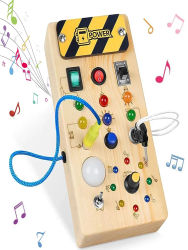 Juguetes de educación temprana para niños, luz Led electrónica, tablero sensorial de madera para bebés, Montessori, regalos de navidad para niños pequeños