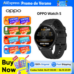 Versión europea OPPO Watch S smartwatch con pantalla AMOLED de 1.46'', 10 días de batería, monitorización de frecuencia cardíaca, analizador de ECG, SpO2, NFC, Galileo.