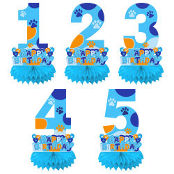 Centro de Mesa Digital con Diseño de Huella de Perro Azul para Cumpleaños Infantiles, Baby Shower, Celebraciones, Decoración para Fiestas de Mascotas