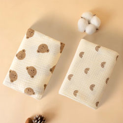Manta de bebé estampada de estilo sencillo hecha de material de gasa, manta para envolver recién nacidos, manta para envolver bebés, envoltura de gasa, ropa de cama para niños, toalla de baño para