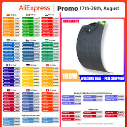 Panel Solar Flexible de 200W 100W 18V ETFE, Cargador de Batería de 12V con Película Anti-rotura en el Interior para Camping, RV, Barco