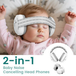 Protección auditiva para bebés Auriculares con cancelación de ruido para bebés, protección auditiva para bebés 2 en 1, elementos esenciales de viaje para bebés al aire libre
