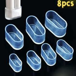 Gorros antideslizantes para patas de silla, almohadillas protectoras para pies, cubiertas ovaladas de silicona para muebles y mesas, cubierta antipolvo para calcetines, pies niveladores, fondo