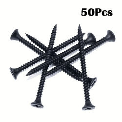 50 Uds M3.5 tornillos de chapa de cabeza plana cruzada negra tornillos de acero al carbono para taladro de madera adecuados para mantenimiento de muebles de madera