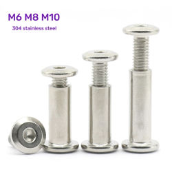 Tornillo hexagonal de acero inoxidable M3, M4, M5, 304, férula de bloqueo con tuerca, muebles de cocina, conectores de cama para niños