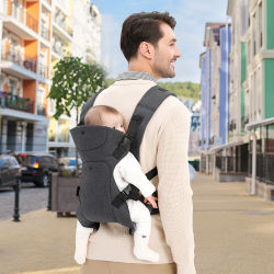 Portabebés 4 en 1 ergonómico, convertible, con correas acolchadas cómodas y soporte ajustable para la cabeza, para bebés de 3 a 15 kg