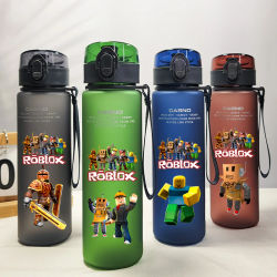 Vaso de Plástico de 560 ml con Personaje de Roblox, Diseño de Robot Anime, DynaBlocks, Vaso de Agua Esmerilado, Regalo, Botella Negra, Azul, Verde, Roja