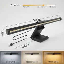 Lámpara LED de barra para pantalla, lámpara de escritorio para computadora portátil, lámpara colgante USB, lámpara de mesa para monitor LCD, luz de lectura para oficina y estudio.