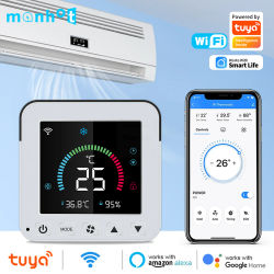 MANHOT Aire Acondicionado Inteligente con Control Remoto IR, Temporizador, WiFi, Sensor de Temperatura y Humedad, Monitor, Termostato, Pantalla Táctil LCD, Compatible con Alexa