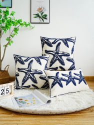 1 funda de almohada bordada de estrella de mar moderna para sofá, sofá, decoración del hogar suave y elegante sin núcleo de almohada