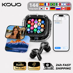 Auriculares de Traducción en Tiempo Real con Pantalla Táctil Inteligente, Auriculares Inalámbricos Bluetooth HiFi TWS para Negocios
