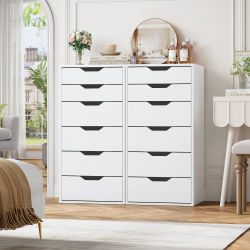 Getone Sinfonier Dormitorio Alto, Cajoneras Interior Armarios, Cajonera con 6 Cajones, Comoda, Mueble Almacenaje, Blanco/ Negro 45x40x90,5cm