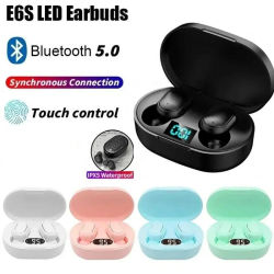 Auriculares Bluetooth con pantalla Digital y micrófono TWS E6S, auriculares inalámbricos Bluetooth con cancelación de ruido para Xiaomi Huawei Oppo