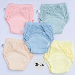Lote de 3 unidades de pantalones de entrenamiento para recién nacidos, pantalones cortos finos de algodón para bebés, pañales de tela lavables para niños y niñas, pañales reutilizables, bragas