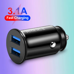 3.1A Mini cargador de coche USB de 2 puertos carga rápida tipo C PD adaptador de cargadores automáticos para iPhone para Samsung para Huawei para Xiaomi
