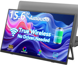 Monitor Portátil Amoudo para Teléfono Móvil, Batería de 15.6 mAh, Pantalla de 15.6 Pulgadas 1920 x P, Compatible con VESA, Monitor Portátil IPS