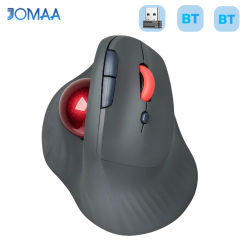 Ratón Trackball Ergonómico JOMAA, Recargable, Bluetooth y Inalámbrico 2.4G, Ratón de Bola Giratoria para Windows, Mac, iPad, Clic Silencioso