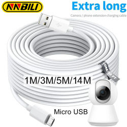 NNBILI 1m-14m Cable de línea extendida de carga rápida Micro USB Extra largo para Samsung Xiaomi Android teléfono cámara Monitor banco de energía