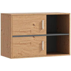 HOMCOM Armario de Baño de Pared con Compartimentos Abiertos y 2 Puertas Mueble de Baño Moderno 80x35x57,5 cm Natural