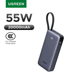 Cargador Portátil UGREEN con Certificación CCC de 55W y 20000mAh, Carga Rápida para Xiaomi y Samsung, Batería Externa de Repuesto de 45W