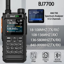 BAJETON BJ7700 Walkie Talkie multibanda inalámbrico Bluetooth teléfono programación reducción de ruido AM FM Radioaficionado para acampar BJ8200