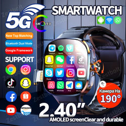 M99 4G 5G Full Netcom Smartwatch Pantalla Amoled de 2,4 pulgadas con tarjeta Sim GPS WIFI 190 ° Reloj inteligente Android con juego de cámara giratoria
