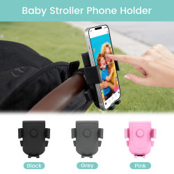 Soporte para teléfono para cochecito, soporte para teléfono para carrito de compras, apto para manillar, operación con una sola mano para poner/comparar el teléfono, 360 De, 1 ud.
