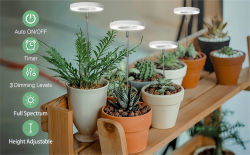 Luz de cultivo de plantas, espectro completo de luz LED de cultivo para plantas de interior, altura ajustable, temporizador automático, idea para luz de plantas pequeñas