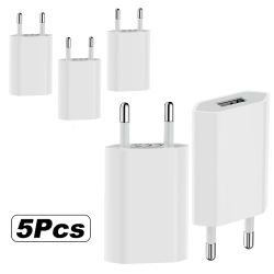 5/1 Uds Universal 5V 1A enchufe de la UE cargador de teléfono de pared USB para iPhone iPad Samsung Xiaomi Redmi Google Huawei cargador adaptador de corriente