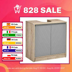 HOMCOM Mueble para Debajo del Lavabo con Estante Ajustable 60x30x59,8 cm