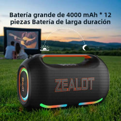 ZEALOT-ZE41 Altavoz Bluetooth Inalámbrico TWS de 250W de Alta Potencia, Subwoofer, Alto Volumen, Impermeable, Portátil, con Batería Externa, Sonido HIFI