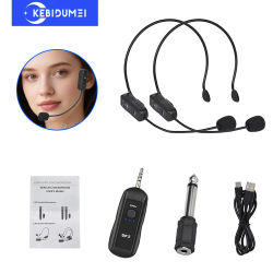 KEBIDUMEI Micrófono Inalámbrico de Diadema 2.4G, Set de Micrófono Lavalier para Amplificador, Altavoz, Enseñanza y Guía Turística