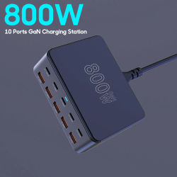 Cargador GaN de 800W USB C de escritorio rápido 10 puertos USB tipo C PD 100W cargador de carga rápida 3,0 USB C cargador rápido para iPhone 16 Samsung