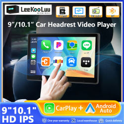 Leekooluu-Monitor multifuncional para reposacabezas de TV de coche, reproductor de vídeo con pantalla táctil IPS, Carplay, Android Auto, 9 pulgadas, para asiento trasero
