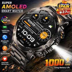 Reloj Militar Nuevo, Resistente y Duradero, Batería de 1000mAh, Smartwatch para Hombres, Pantalla AMOLED HD de 1.7 Pulgadas, Reloj con Resistencia al Agua IP68, Llamadas por Bluetooth, Relojes