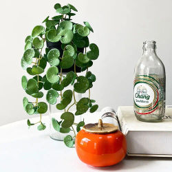 Mini ramo hecho a mano de hojas de hiedra falsas, cobre Artificial realista, plantas de hierba, decoración de pared, colgante de pared suave, jardín