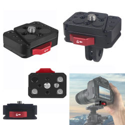 Placa de abrazadera de liberación rápida, montaje con bloqueo en V, tornillo de 1/4 "para cabezal de trípode de 38mm, Monitor de campo, adaptador de cámara con luz LED