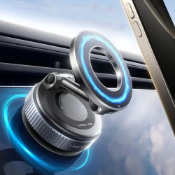 [Actualizar 360 ° Soporte para teléfono] 360 ° Soporte magnético al vacío ajustable para teléfono de coche, versión mejorada, Compatible con espejos de coche