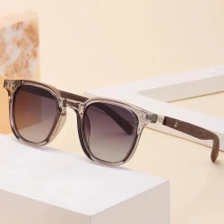 Gafas de sol Retro de moda de grano de madera para mujeres y hombres, nuevas gafas de sol con montura cuadrada, protección UV, gafas de ciclismo para exteriores y calle