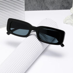 Gafas de sol cuadradas negras para hombre, gafas de sol rectangulares pequeñas, lentes negros Retro para conducir, para pescar, UV400