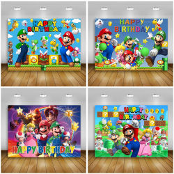 Decoración de Fondo para Fiesta de Super Mario Bros, Banner de Cumpleaños con Temática de Videojuegos, Póster para Baby Shower, Fondo para Estudio Fotográfico