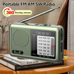 Mini Radio portátil FM AM SW, receptor de Radios con Chip DSP de alta sensibilidad, altavoz de volumen alto incorporado, compatible con auriculares de 3,5mm Pla